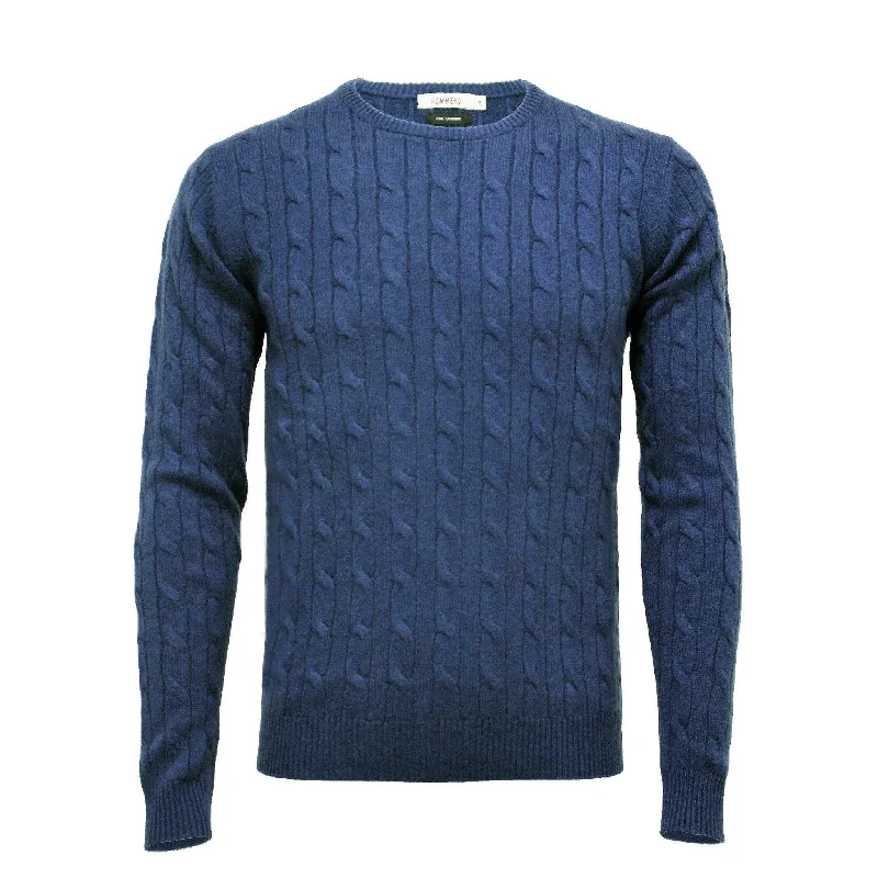 Men's value sweater-Jeans Cashmere Crew Neck Cable Sweater