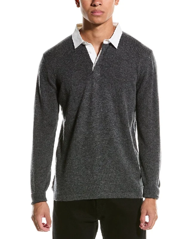 Men's hiking sweatshirt-Brodie Cashmere Wool & Cashmere-Blend Rugby Shirt