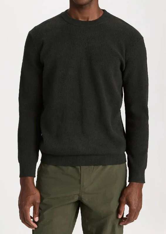 Men's lightweight knitwear-Danny Lightweight Sweater In Dark Army