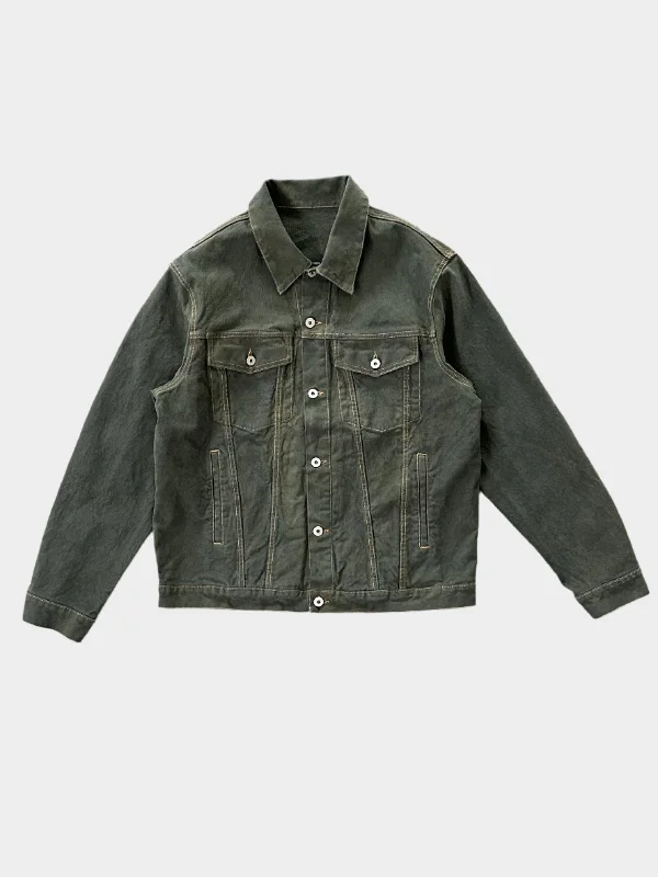 Men's pre-shrunk denim jacket-Denim Khaki Jacket