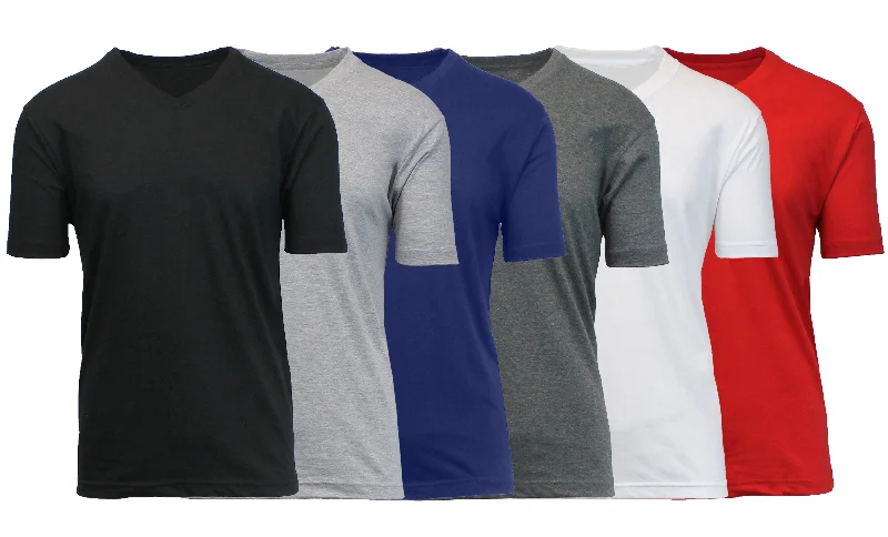 Men's high-stretch workout t-shirt-(6-Pack) Short Sleeve V-Neck Modern Fit Classic Tees (S-3XL)