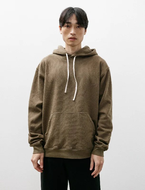 Men's high-stretch casual hoodie-Hoody Felted Fleece Wooly Olive