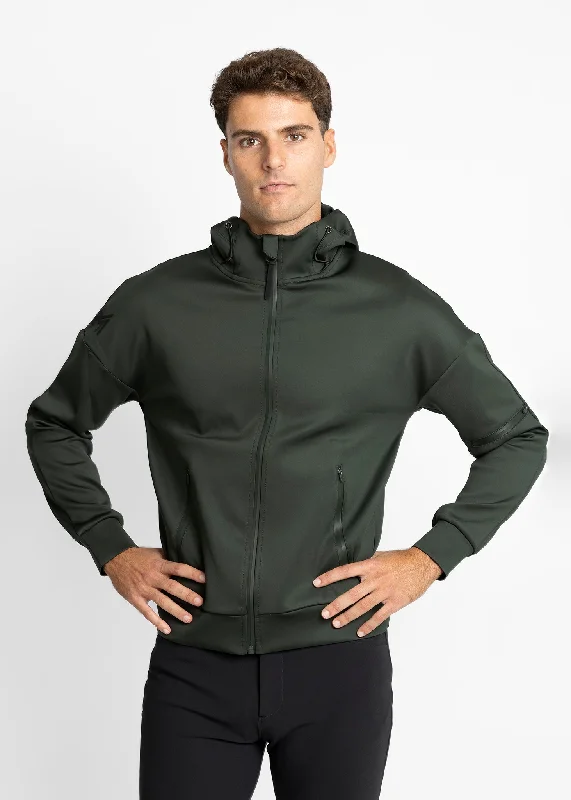 Men's high-stretch performance hoodie-Element Zip Hoodie (Hunter Green)