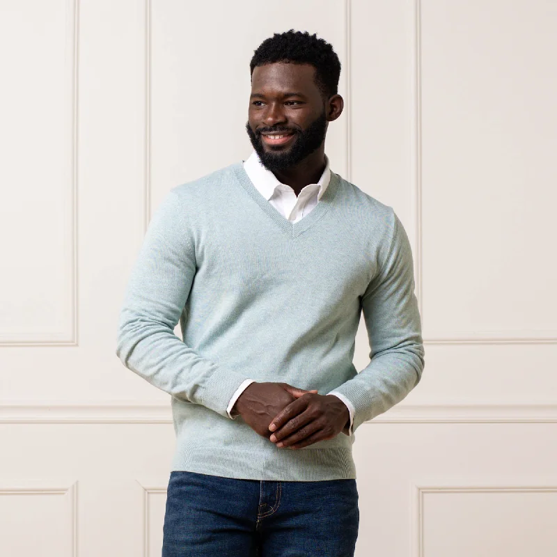 Men's uniform knit-Organic Fine Gauge V-Neck Sweater