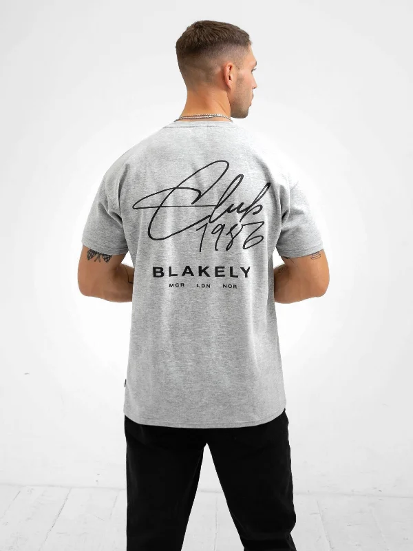 Men's workout-ready t-shirt-Club Relaxed T-Shirt - Marl Grey