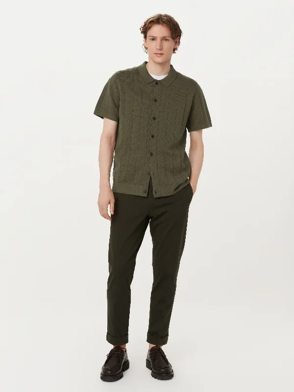 Men's breathable casual polo shirt-The Knit Button Up Polo in Green