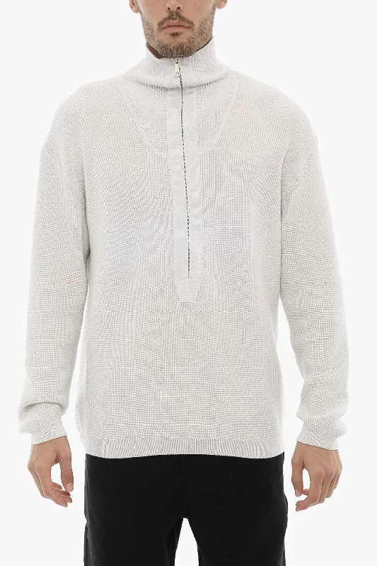 Men's sleep knit-OUR LEGACY Solid Color Half-Zip Sweater