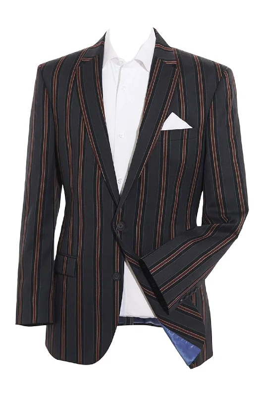 Men's relaxed fit coat-Navy Stripe Boating Jacket Navy Wool Striped Blazer Henley Regatta - Brand New