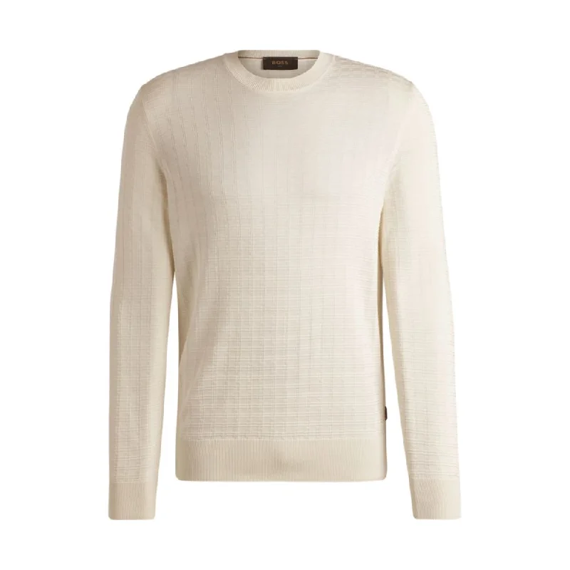 Men's travel knitwear-Silk sweater with knitted structure in regular fit