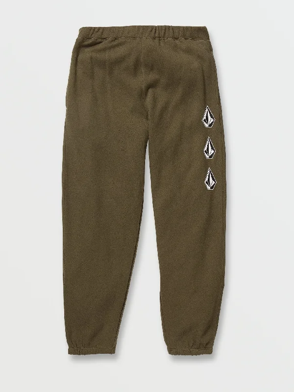 Men's tech-inspired travel wear pants-Iconic Stone Fleece Pants - Military