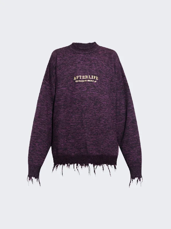 Men's activewear knit-Vetements Afterlife Destroyed Knitted Sweater Purple