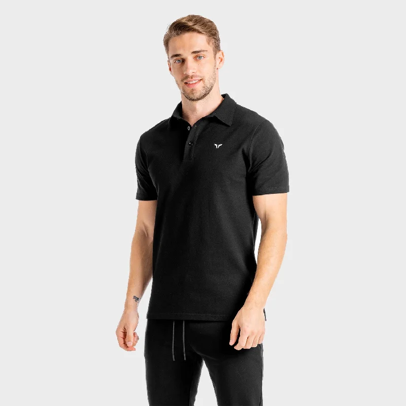 Men's high-stretch workout t-shirt-Core Polo - Onyx