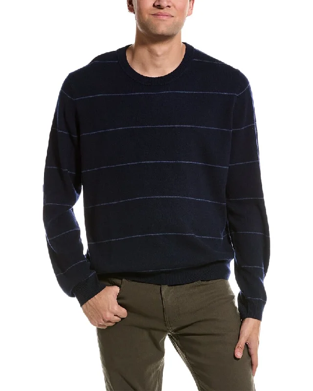 Men's fishing knit-Amicale Cashmere Tonal Stripe Crewneck Cashmere Sweater