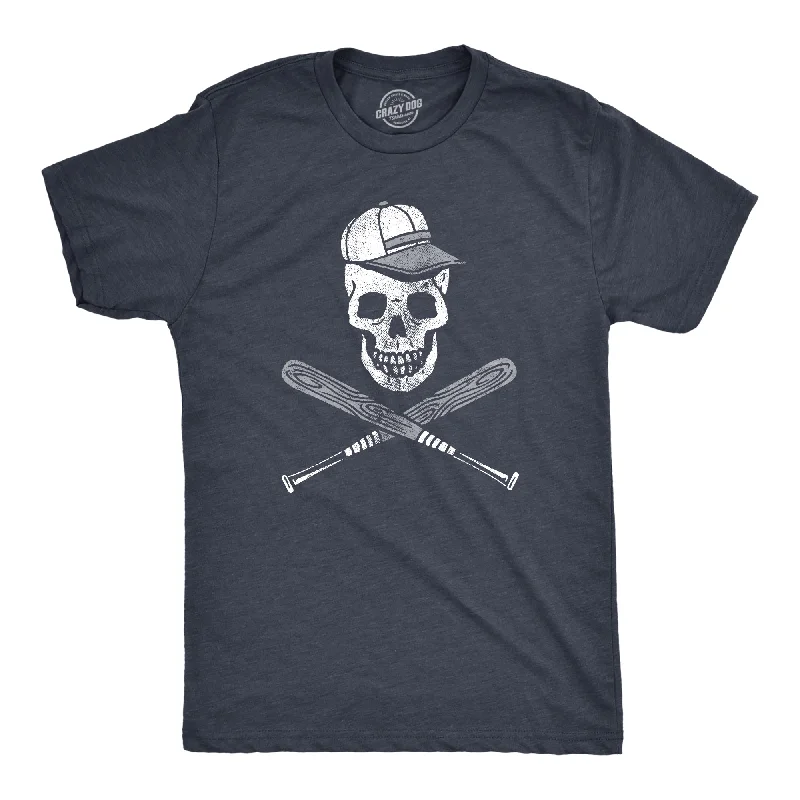 Men's premium athletic t-shirt-Baseball Skull Men's T Shirt