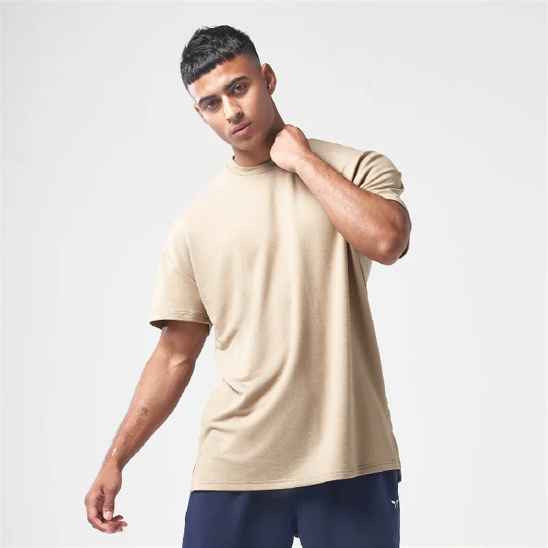 Men's organic workout t-shirt-Essential Oversized Tee - Sand