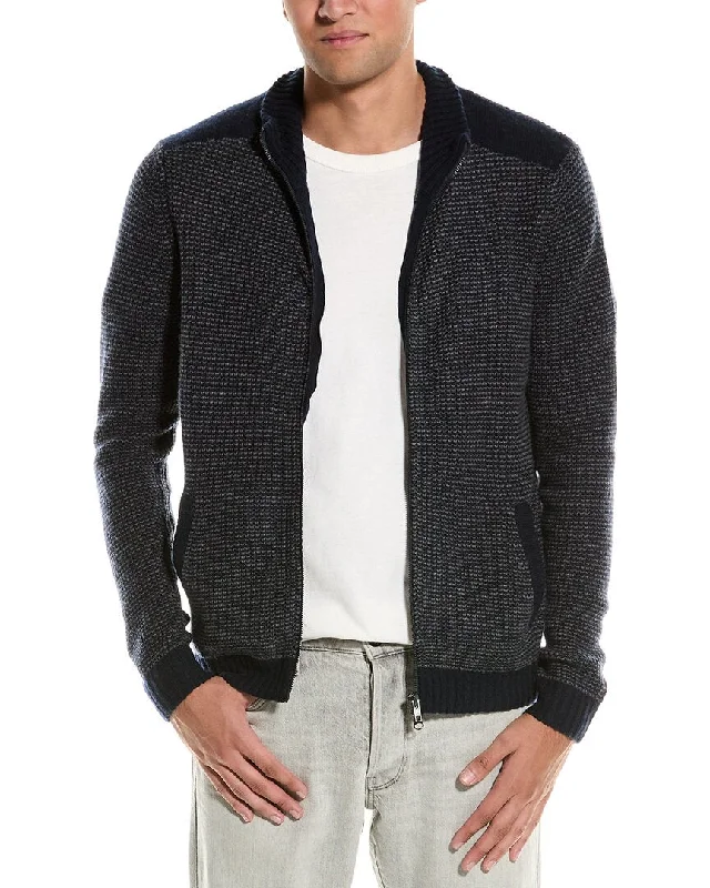 Men's travel knit-Autumn Cashmere Novelty Stitch Wool & Cashmere-Blend Cardigan