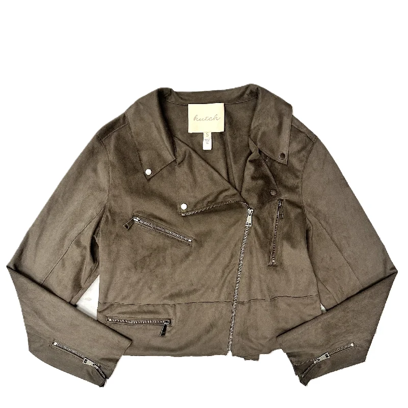 Men's adventure-ready casual jacket-Jacket Moto By Hutch In Taupe, Size: S