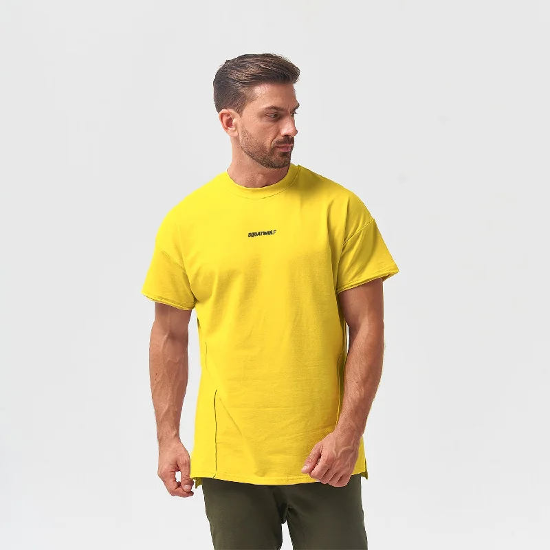 Men's quick-dry workout t-shirt-Bodybuilding Tee - Corn Yellow