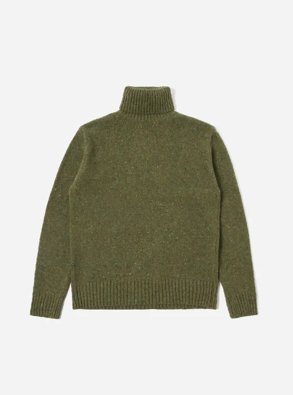 Men's warm sweater-Men's Roll Neck Sweater In Olive