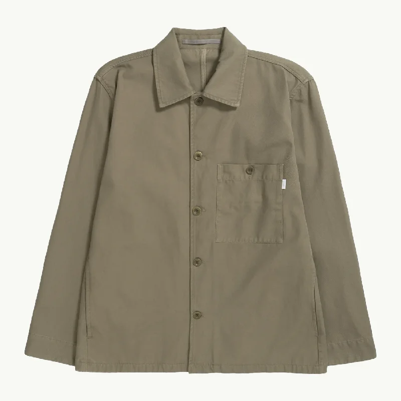 Men's sustainable field jacket-Norse Standard Twill Overshirt - Sediment Green