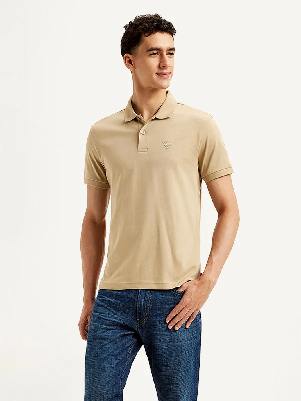 Men's breathable activewear t-shirt-Men's Solid Slim Fit Polo T-shirt