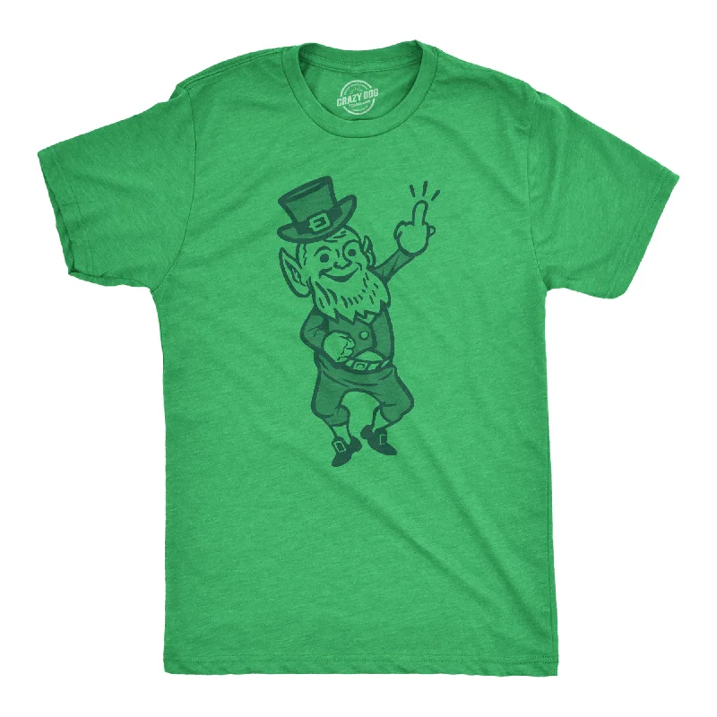 Men's sustainable workout t-shirt-Leprechaun Middle Finger Men's T Shirt