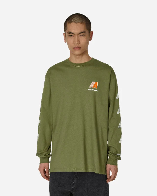 Men's sporty workout t-shirt-AA Logo Longsleeve T-Shirt Army Green