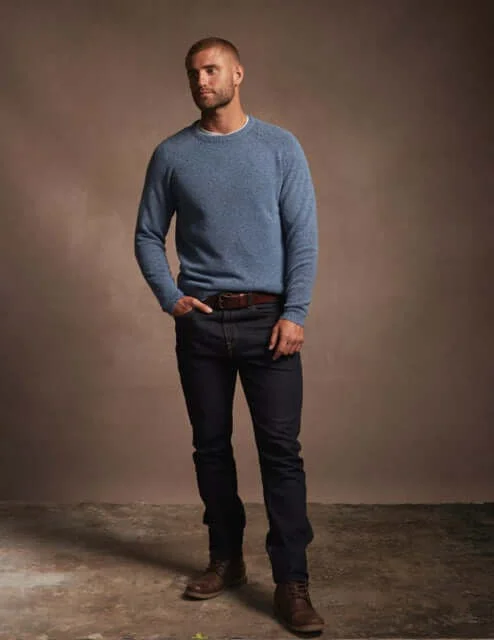 Men's breathable knit-Boucle Crew In Denim