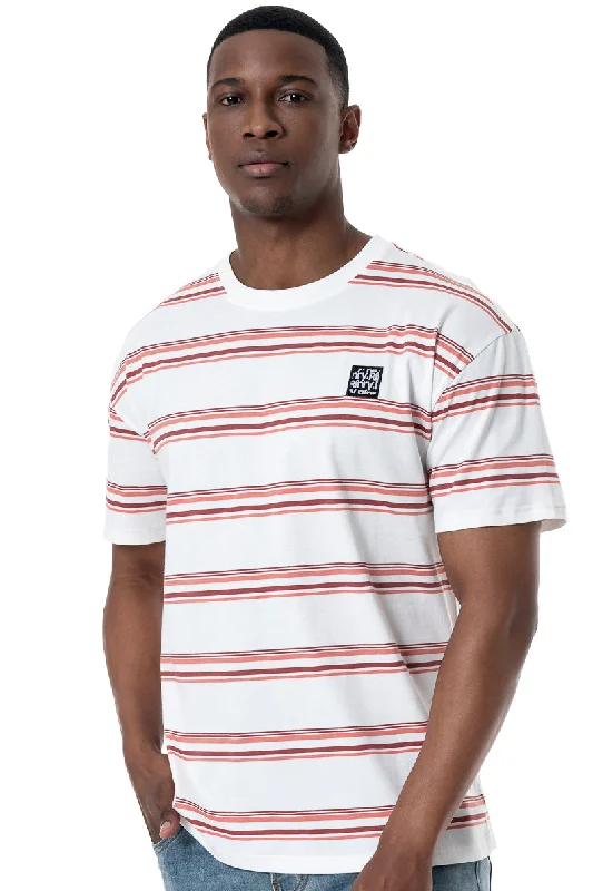 Men's high-stretch workout t-shirt-Striped T-Shirt _ 153229 _ Off White