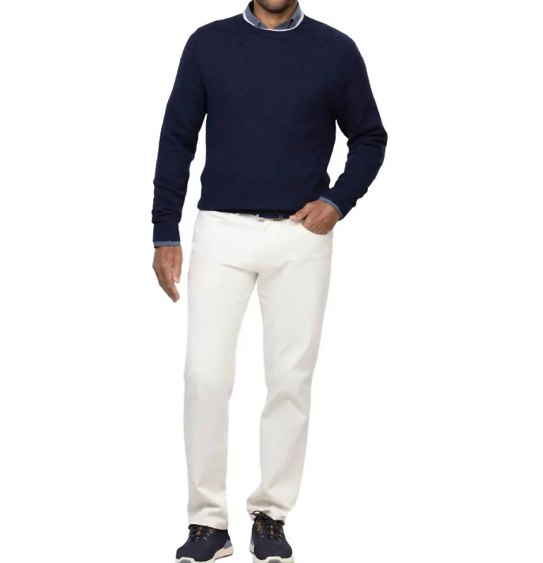 Men's pajama knit-Long-Sleeves Sutton Sweater In Navy/oatmeal