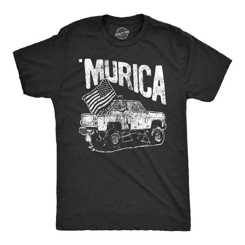 Men's high-stretch workout t-shirt-Murica Truck Men's T Shirt