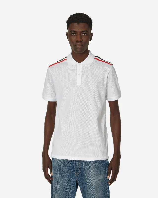 Men's gym-ready t-shirt-Striped Polo Shirt White