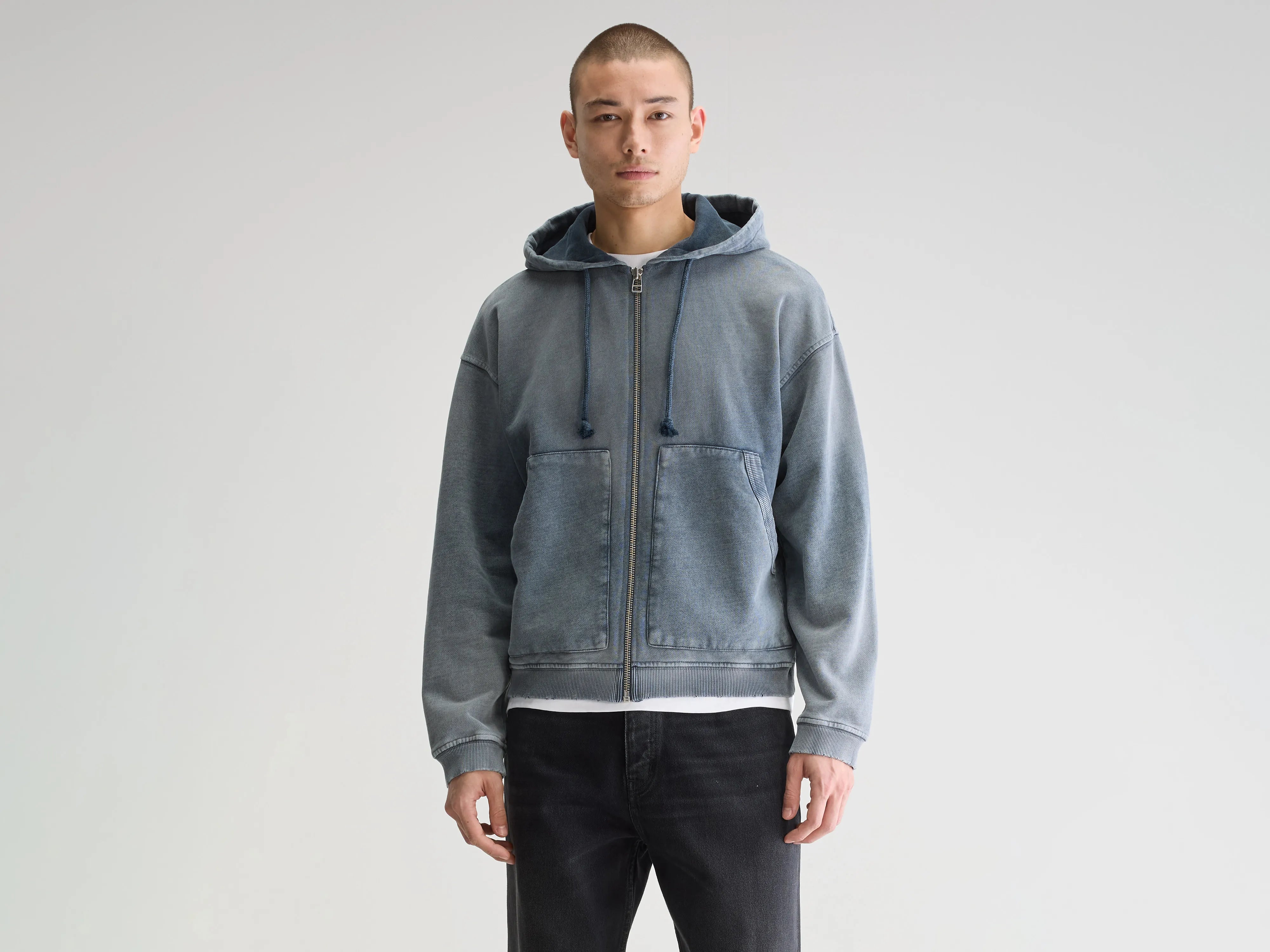 Men's high-performance workout hoodie-Falkon zip-up hoodie (251 / M / NAVY)