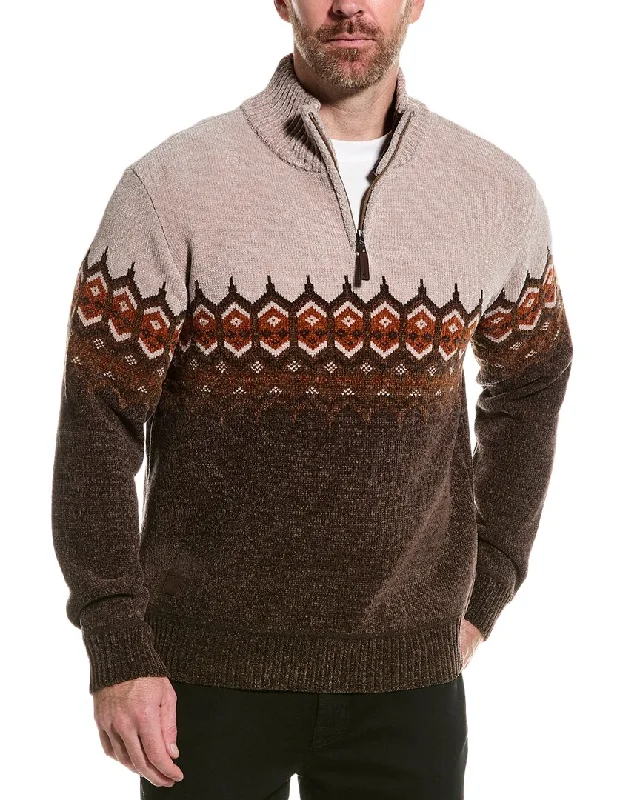 Men's wrinkle-resistant sweater-Point Zero Chenille 1/4-Zip Mock Neck Sweater