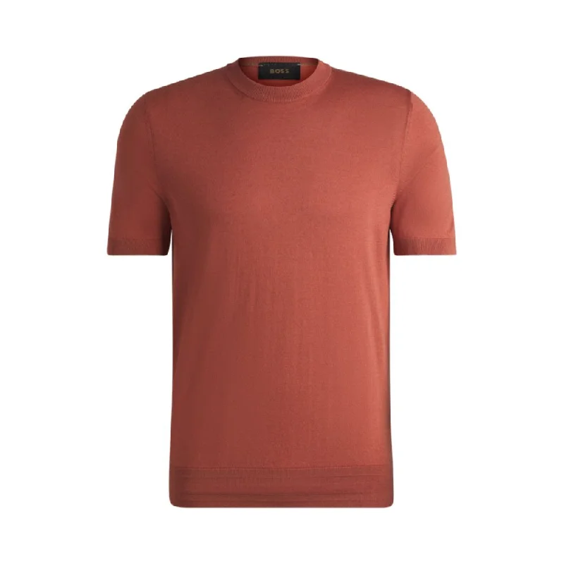 Men's professional sweatshirt-Regular-fit knit T-shirt in silk and cotton