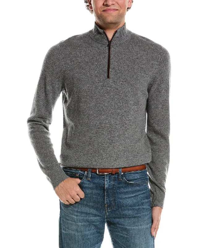 Men's adventure knit-Amicale Cashmere Piping Cashmere 1/4-Zip Sweater