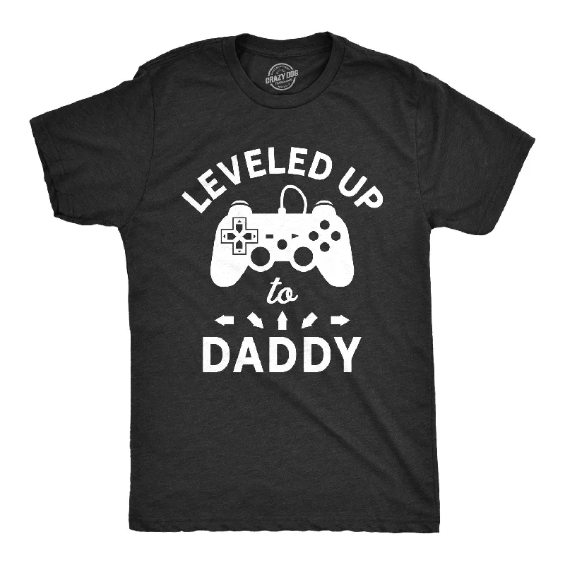 Men's yoga-friendly t-shirt-Leveled Up To Daddy Men's T Shirt