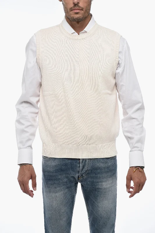 Men's summer sweatshirt-Corneliani Cotton Knit Crewneck Vest