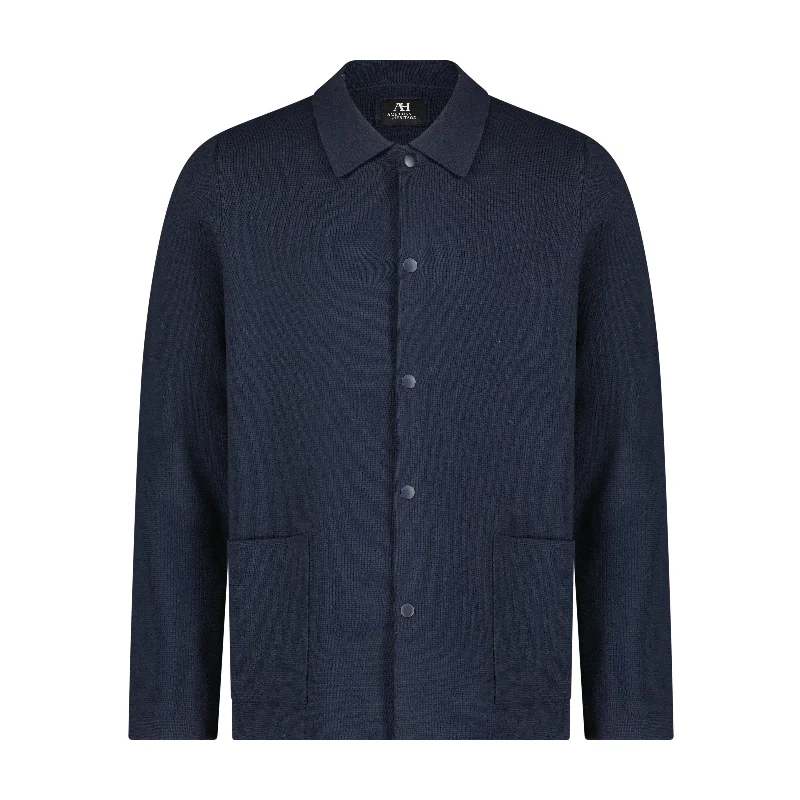 Men's lightweight knitwear-Birdseye Button Up Sweater