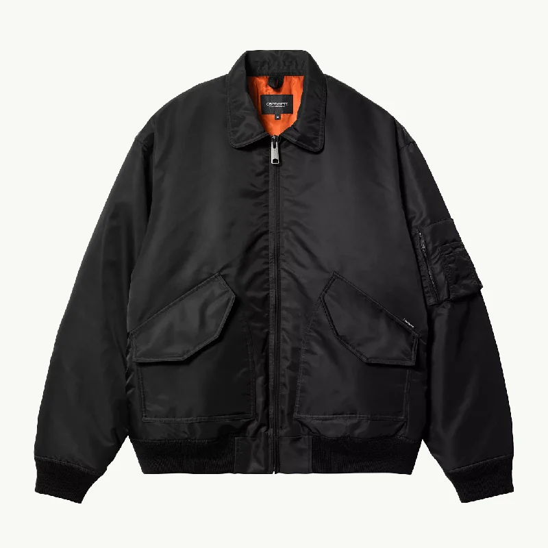 Men's versatile gym jacket-Olten Bomber - Black/Tumeric