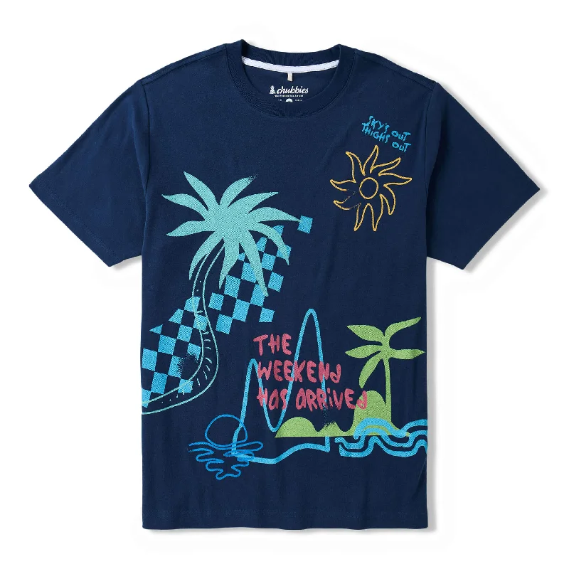 Men's summer gym t-shirt-Chubbies The Sketchy Oversized T-Shirt - Navy