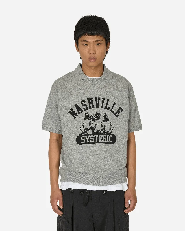 Men's quick-dry workout t-shirt-Nashville Collared Sweatshirt Grey