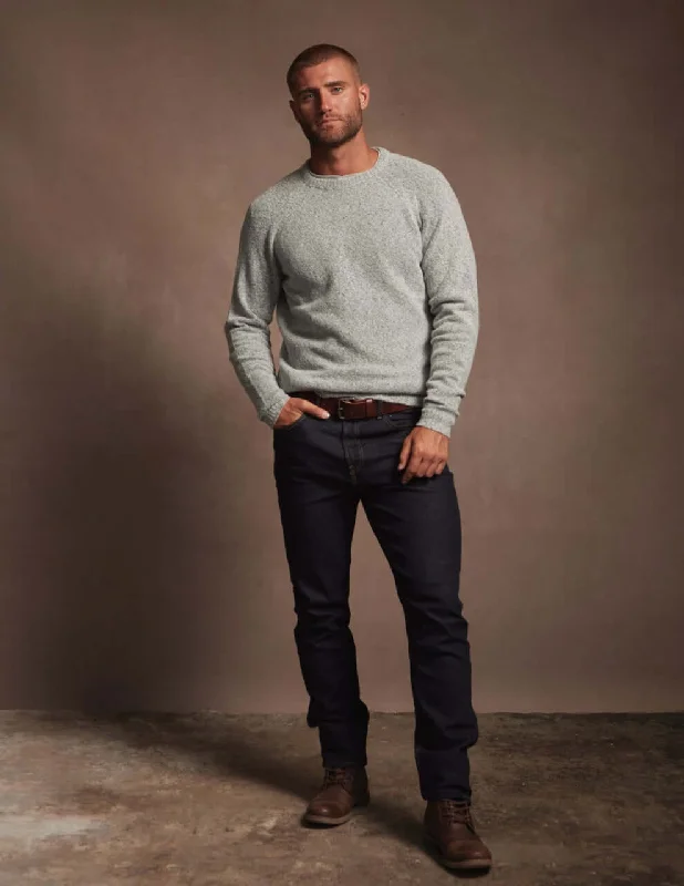 Men's moisture-wicking knitwear-Boucle Crew In Winter Sky