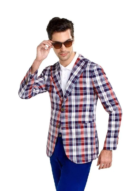 Men's wrinkle-free rain jacket-Saint Tropez Red Check