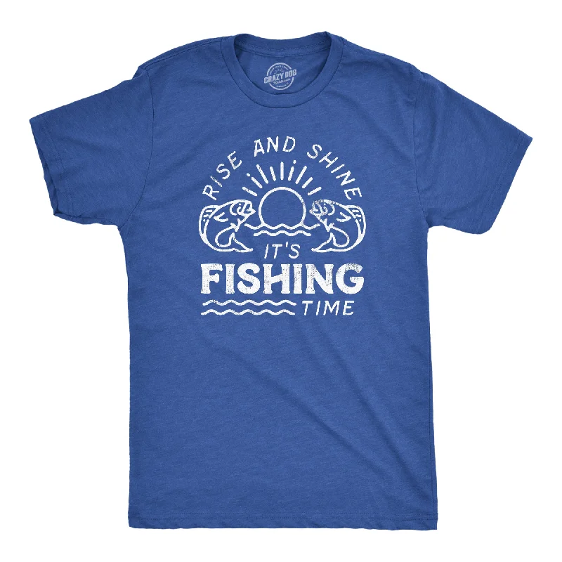 Men's durable fitness t-shirt-Rise And Shine Its Fishing Time Men's T Shirt