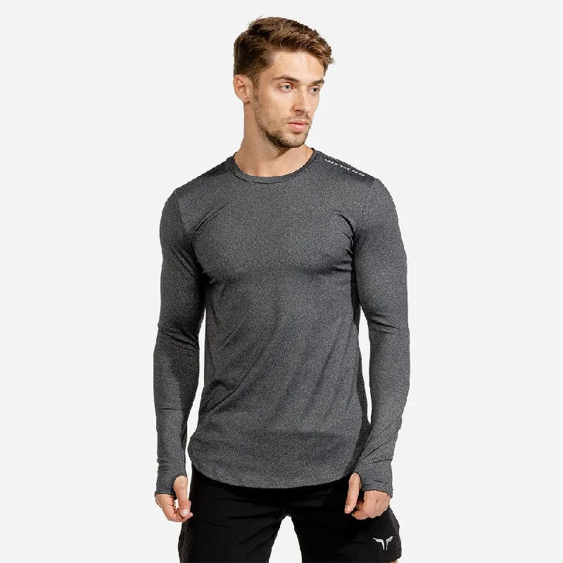 Men's breathable workout wear t-shirt-Statement Muscle Tee - Melange Black