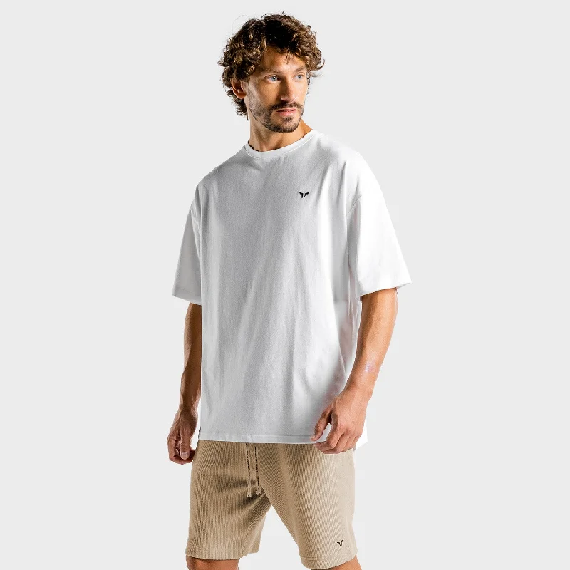 Men's modern athletic t-shirt-Luxe Oversize Tee - White