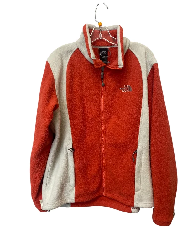 Men's gym performance jacket-Jacket Fleece By The North Face In Orange & White, Size: Xl