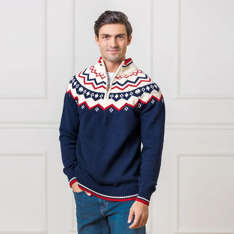 Men's outdoor knit-Nordic Half Zip Sweater