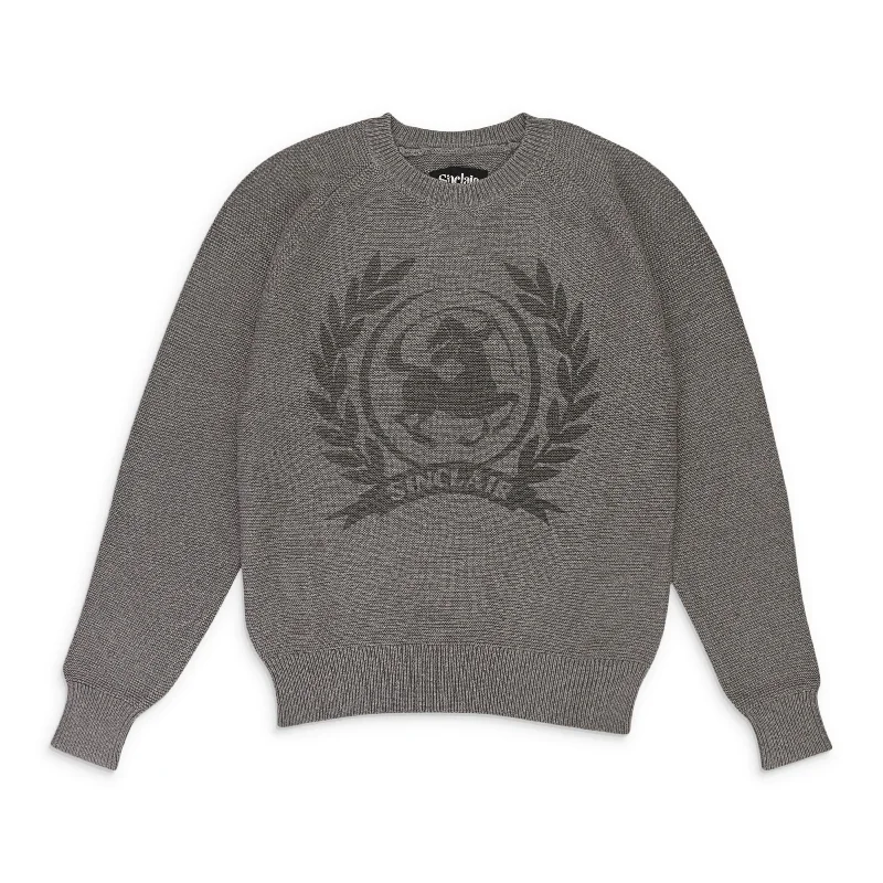 Men's high-performance knitwear-CREST ISLAND KNIT GRAY SWEATER